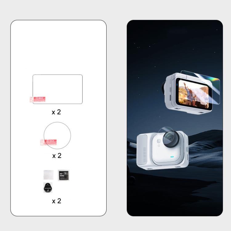 For Insta360 GO Ultra  2 Sets Screen Protector & Lens Film Kit Tempered Glass + Hydrogel HD Protection