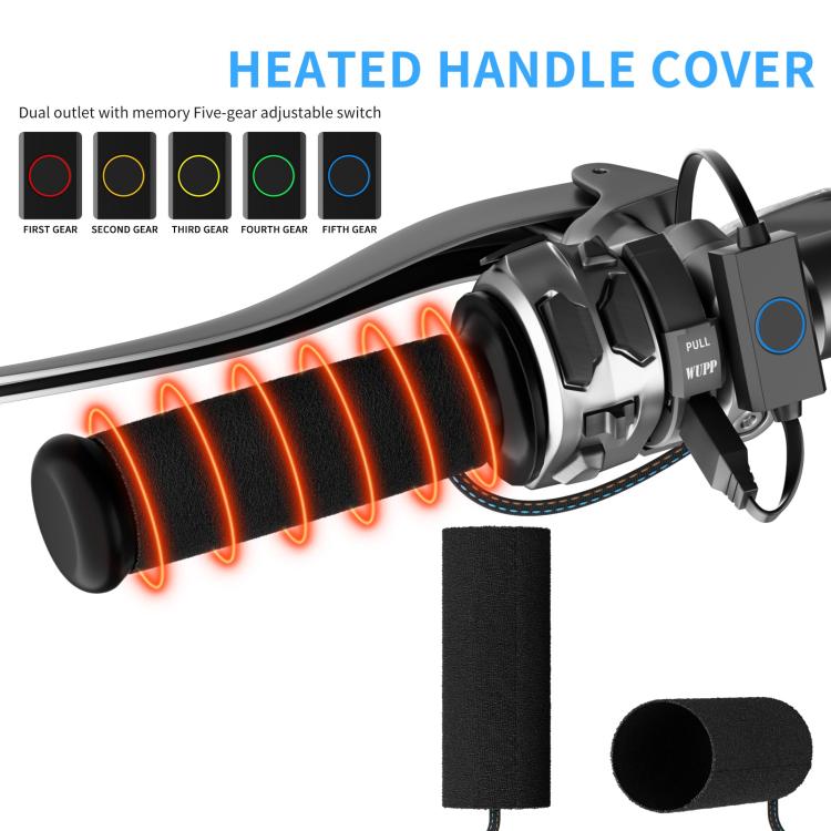 1pair Waterproof Heated Motorcycle Grips With Five-gear Adjustment - Black