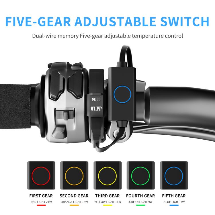 1pair Waterproof Heated Motorcycle Grips With Five-gear Adjustment - Black