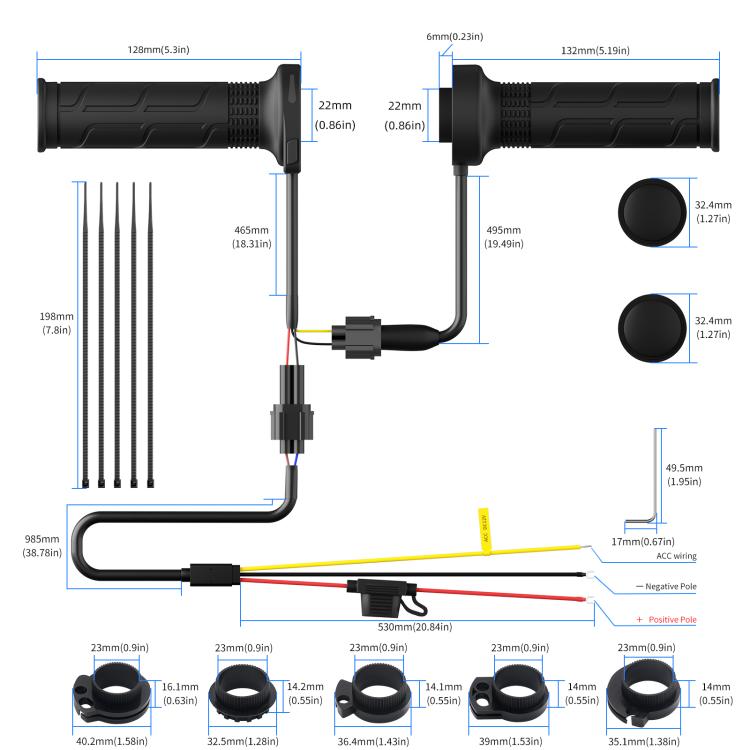 ACC Cable Motorcycle 6-speed Memory Heated Throttle Grip - Rubber