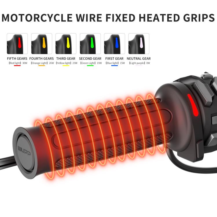 WUPP Integrated ACC Line Motorcycle 6-speed Memory Electric Heating Throttle Handle - Rubber