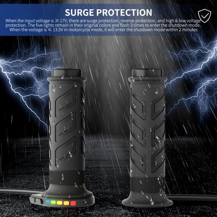 WUPP Rainbow Light Heated Motorcycle Handlebar Grips With Memory Function - Dual Switch/Right Hand 25mm