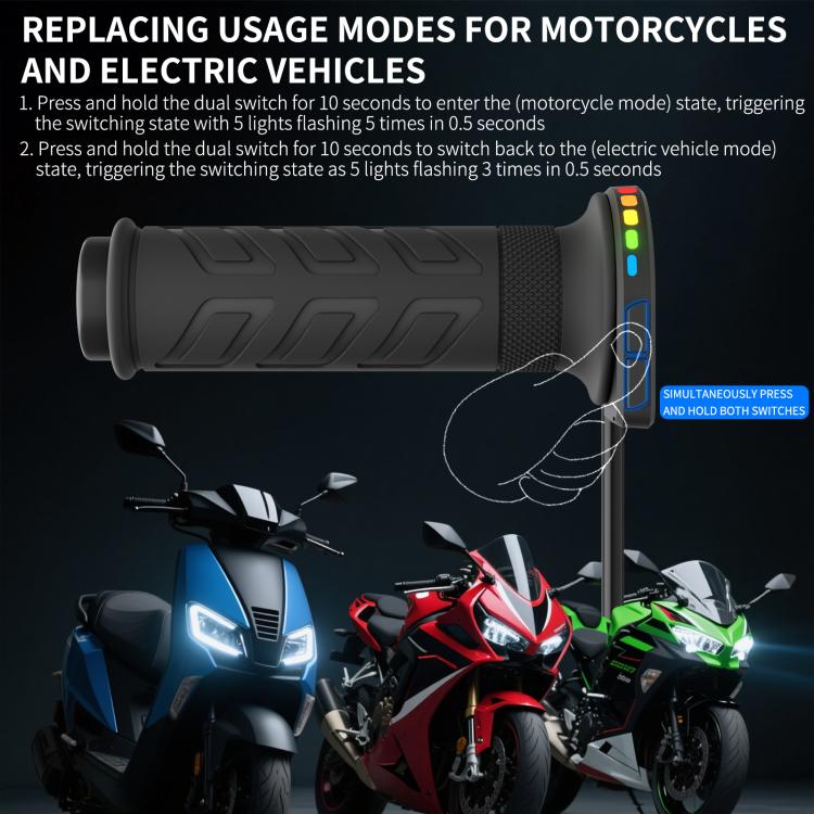 WUPP Rainbow Light Heated Motorcycle Handlebar Grips With Memory Function - Dual Switch/Right Hand 25mm