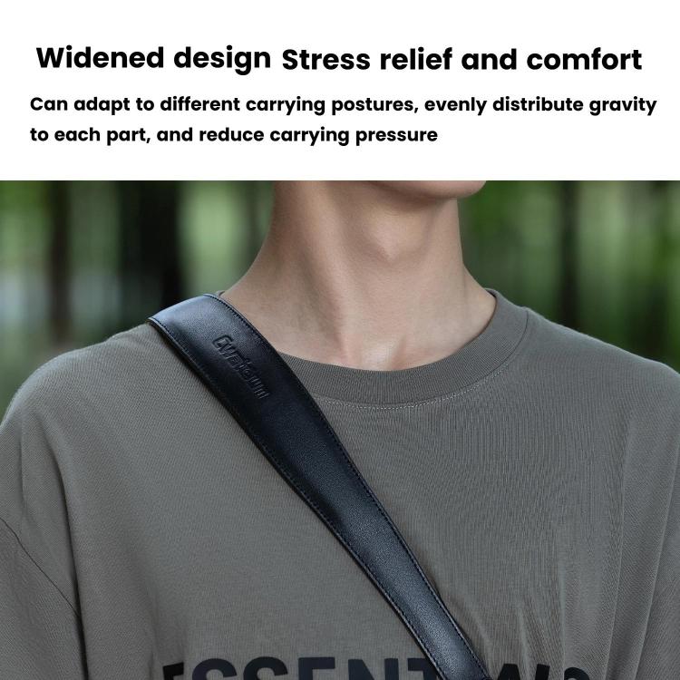 Cwatcun D222 Medium Comfortable DSLR Camera Universal Shoulder Strap Leather Quick Release Strap - Black
