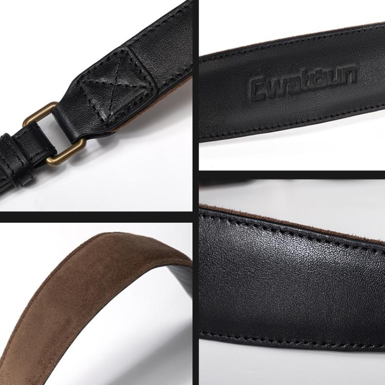 Cwatcun D222 Medium Comfortable DSLR Camera Universal Shoulder Strap Leather Quick Release Strap - Black