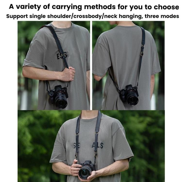 Cwatcun D222 Medium Comfortable DSLR Camera Universal Shoulder Strap Leather Quick Release Strap - Black