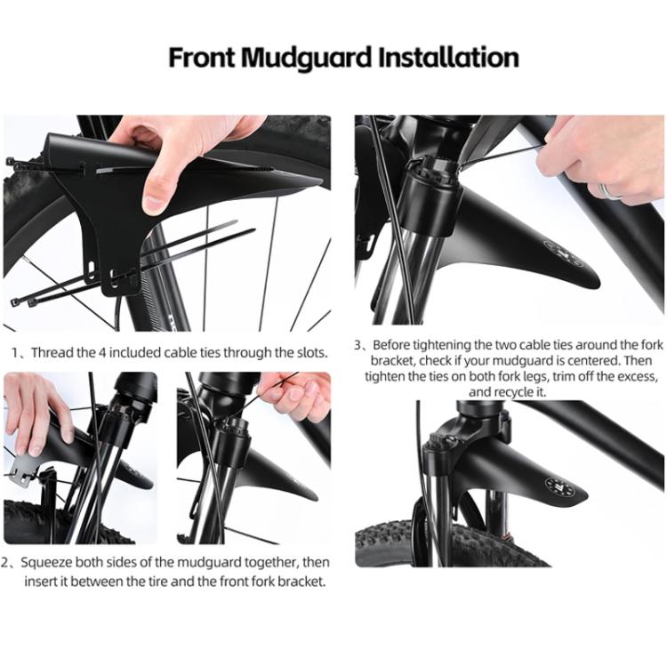 WEST BIKING YP0714043 Bicycle Front And Rear Fenders MTB Mountain Bike Fork Mudguard - Black