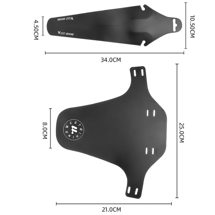 WEST BIKING YP0714043 Bicycle Front And Rear Fenders MTB Mountain Bike Fork Mudguard - Black