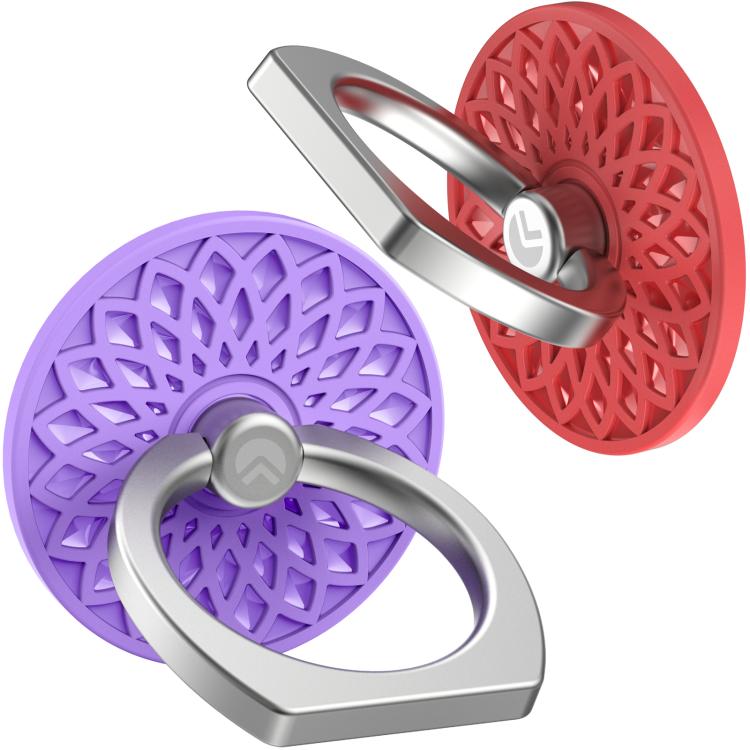 AhaStyle ST13 2pcs Metal Ring Clip Phone Holder Patterned Anti-Slip Design Back Stick Mount