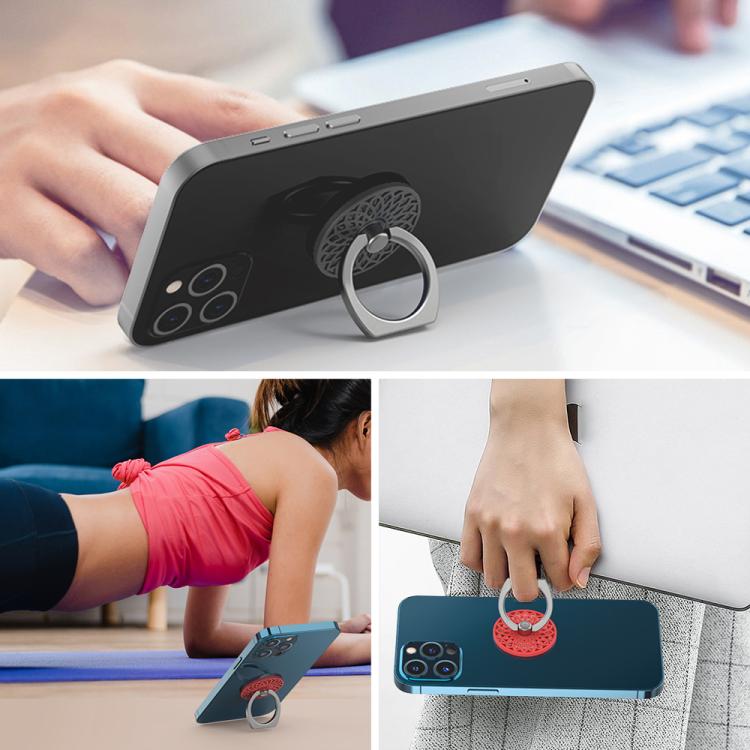 AhaStyle ST13 2pcs Metal Ring Clip Phone Holder Patterned Anti-Slip Design Back Stick Mount