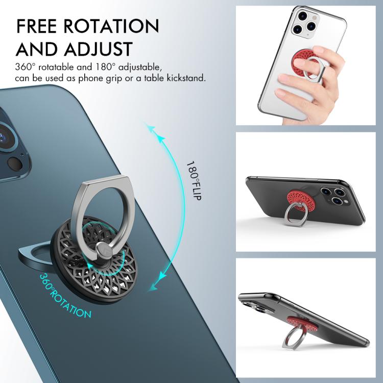 AhaStyle ST13 2pcs Metal Ring Clip Phone Holder Patterned Anti-Slip Design Back Stick Mount