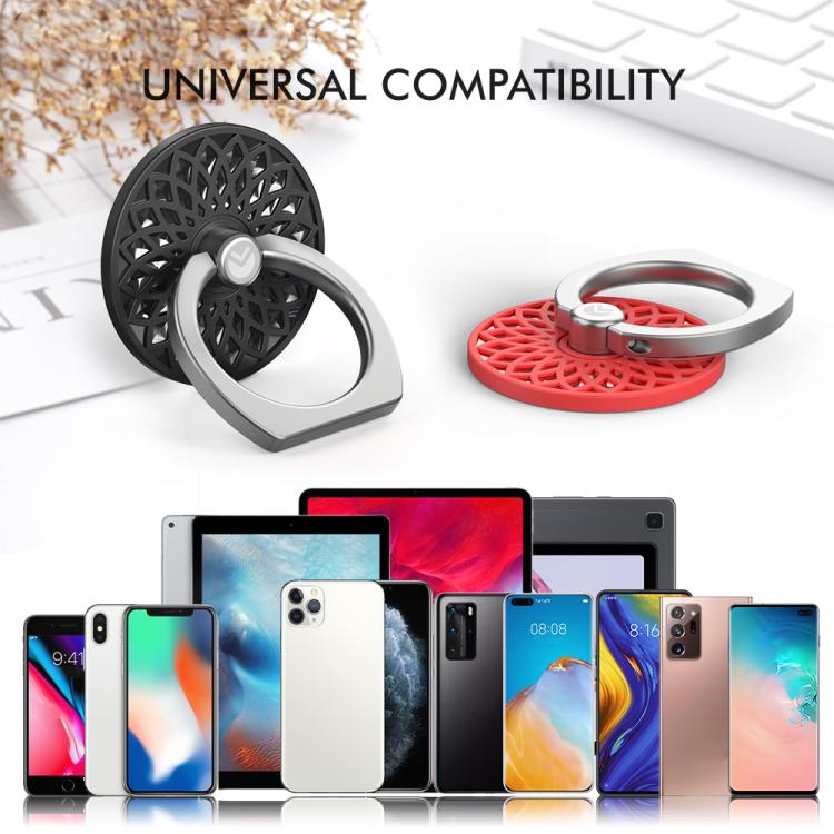 AhaStyle ST13 2pcs Metal Ring Clip Phone Holder Patterned Anti-Slip Design Back Stick Mount