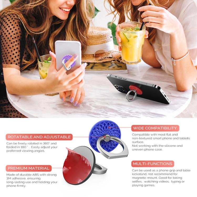AhaStyle ST13 2pcs Metal Ring Clip Phone Holder Patterned Anti-Slip Design Back Stick Mount