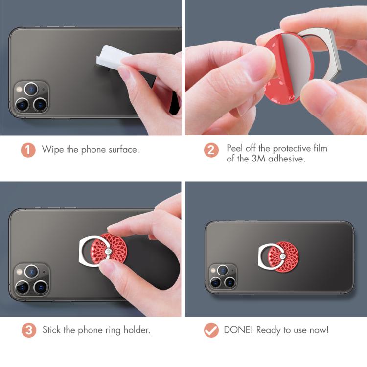 AhaStyle ST13 2pcs Metal Ring Clip Phone Holder Patterned Anti-Slip Design Back Stick Mount