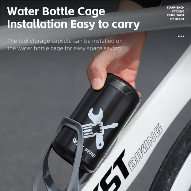 WEST BIKING Portable Bicycle Tools Box Bike Repair Tool Storage Capsule For Bottle Cage Mount - Black