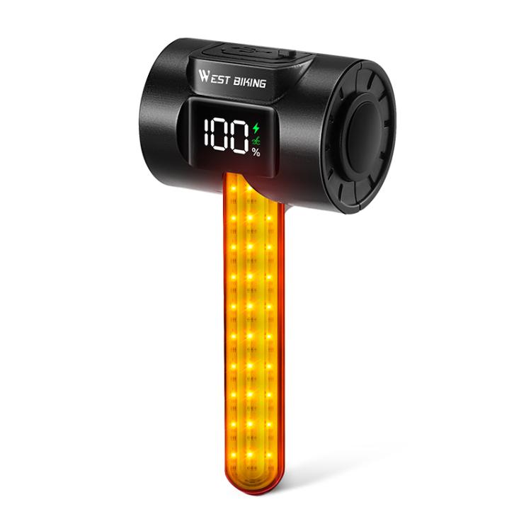 WEST BIKING Smart Sensor Bike Tail Light, 180-degree Wide Angle, IPX4 Waterproof, Dynamic LED Effects with Battery Display, Color: Red Light