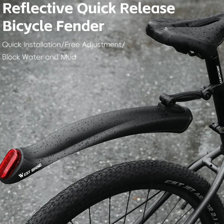 WEST BIKING Quick-Release Mountain Bike Fenders Set Reflective Front & Rear Mudguards for MTB - Black