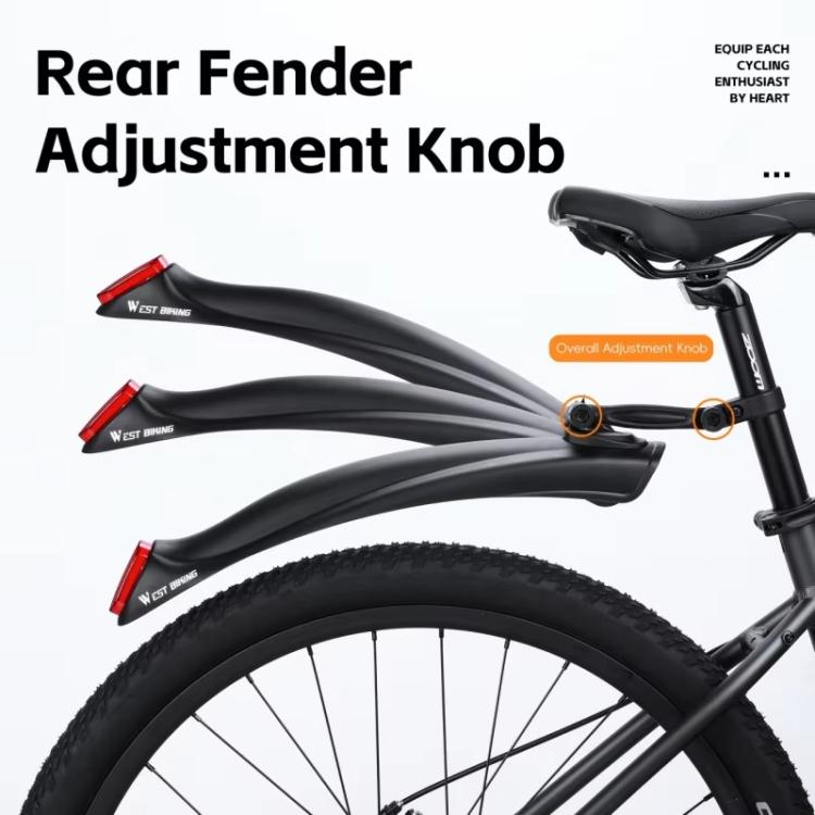 WEST BIKING Quick-Release Mountain Bike Fenders Set Reflective Front & Rear Mudguards for MTB - Black