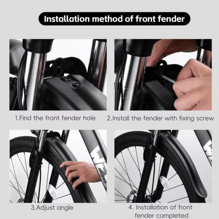 WEST BIKING Quick-Release Mountain Bike Fenders Set Reflective Front & Rear Mudguards for MTB - Black