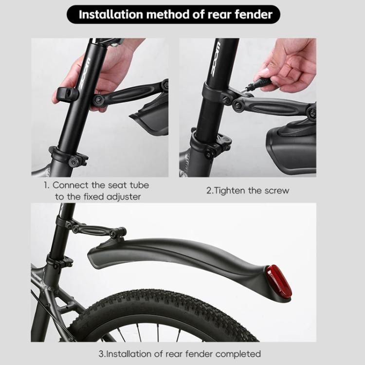 WEST BIKING Quick-Release Mountain Bike Fenders Set Reflective Front & Rear Mudguards for MTB - Black