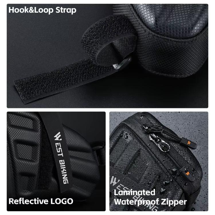 WEST BIKING Hard Shell Bike Saddle Bag Cycling Seat Pack with Reflective Strips & Tail Light Mount - Black