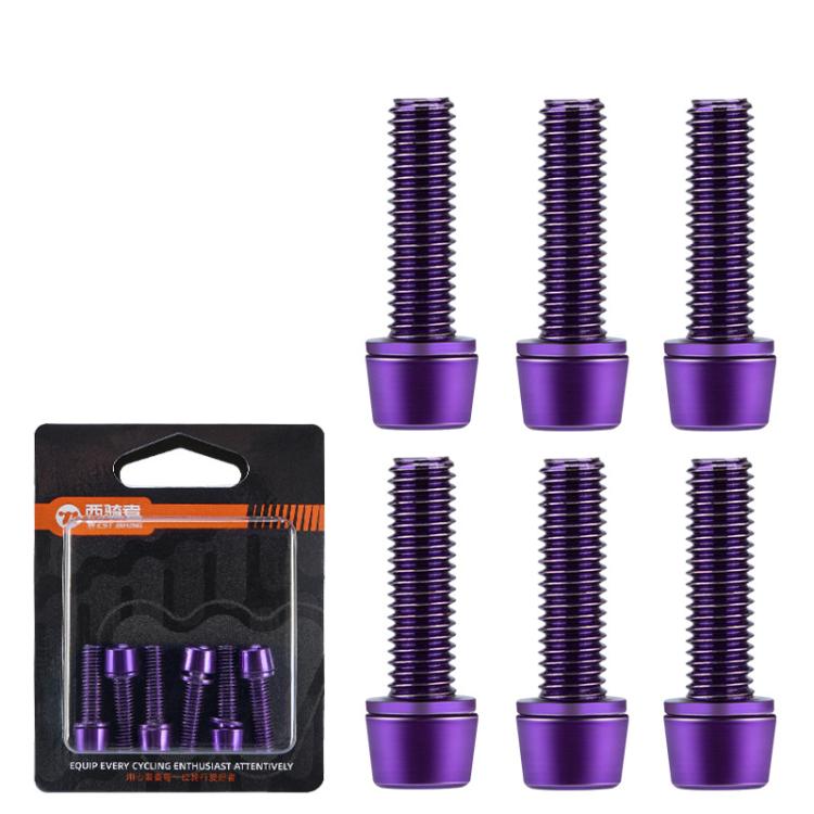 WEST BIKING  6pcs /Pack M5x18mm Titanium-Coated Bike Stem Screws for Mountain Bicycles
