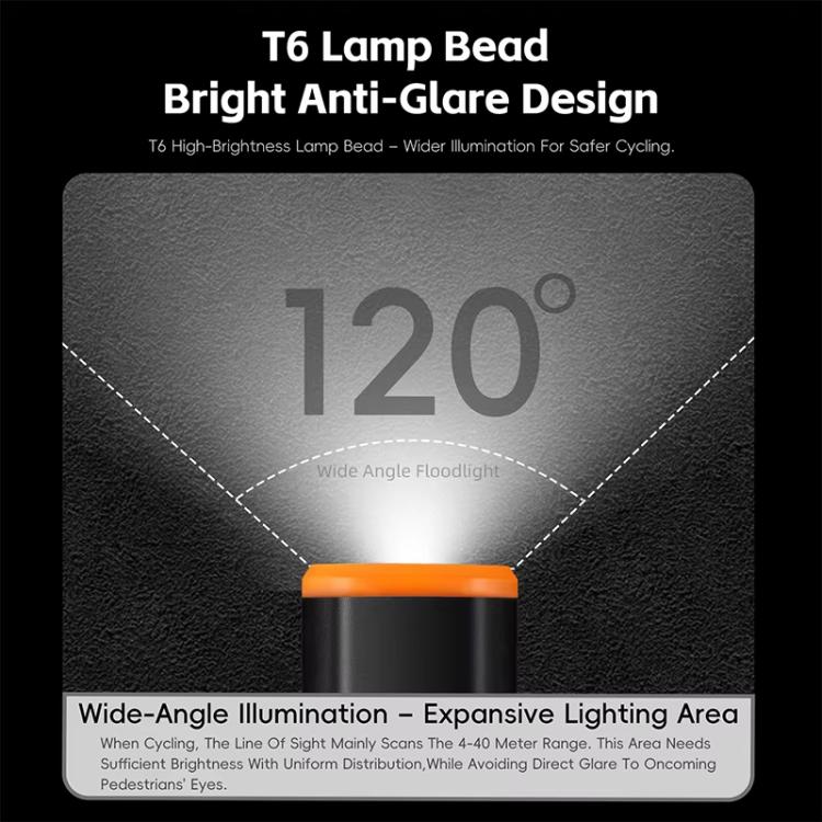 WEST BIKING YP0701489 Bicycle High Brightness Front Light Mountain Bike Riding Flashlight - Black