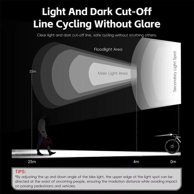 WEST BIKING YP0701489 Bicycle High Brightness Front Light Mountain Bike Riding Flashlight - Black