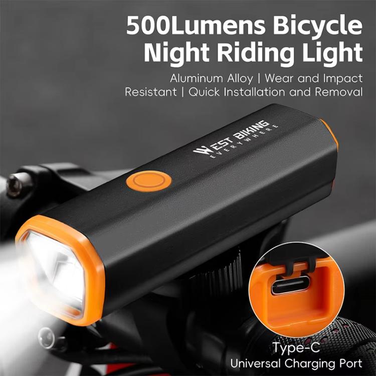WEST BIKING YP0701489 Bicycle High Brightness Front Light Mountain Bike Riding Flashlight - Black
