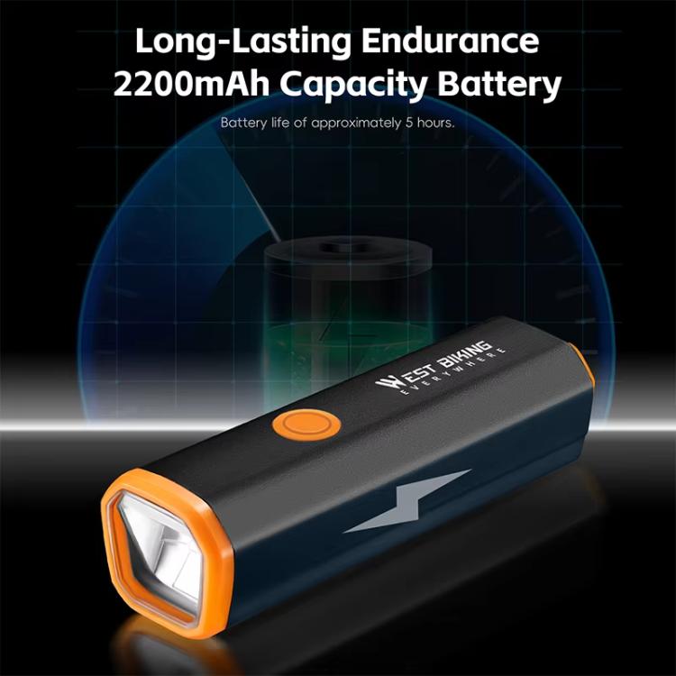 WEST BIKING YP0701489 Bicycle High Brightness Front Light Mountain Bike Riding Flashlight - Black