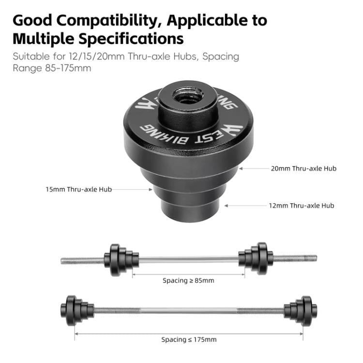 WEST BIKING YP0719470 For 12/15/20mm Axle Hubs Bicycle Wheel Truing Stand Fixing Rods - Black