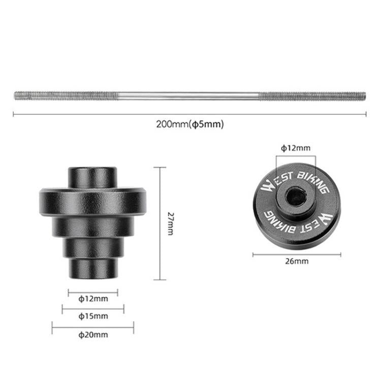 WEST BIKING YP0719470 For 12/15/20mm Axle Hubs Bicycle Wheel Truing Stand Fixing Rods - Black