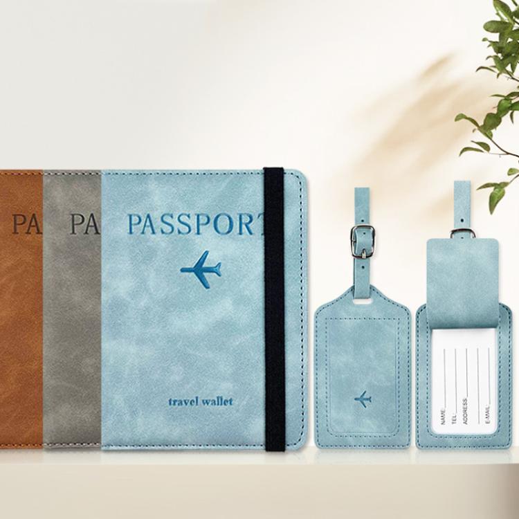 2pcs /Pack PU Leather Luggage Tag Holder & Boarding Pass Card Case for Travel