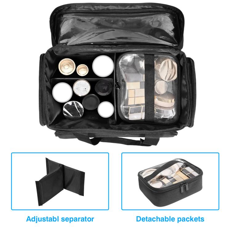 Travel Cosmetic Bag With Removable Inner Pocket - Black