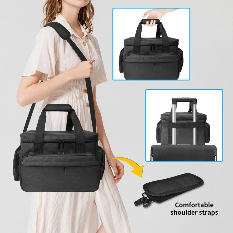 Travel Cosmetic Bag With Removable Inner Pocket - Black