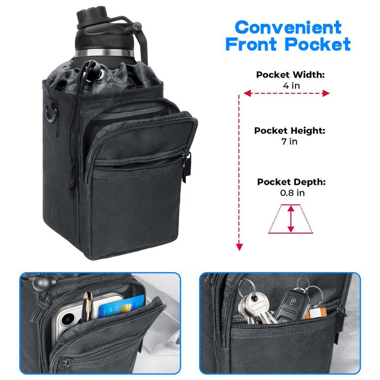 Outdoor Travel Portable Insulated Cooler Water Bottle Bag - Black