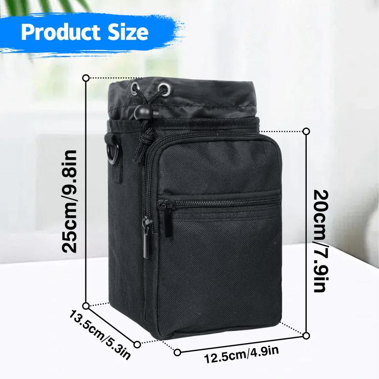 Outdoor Travel Portable Insulated Cooler Water Bottle Bag - Black
