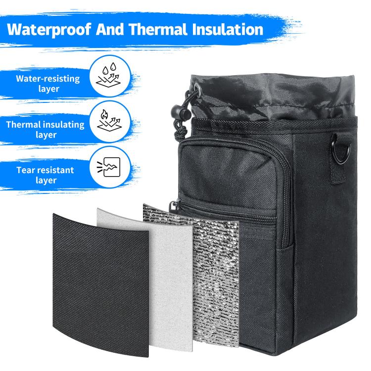 Outdoor Travel Portable Insulated Cooler Water Bottle Bag - Black