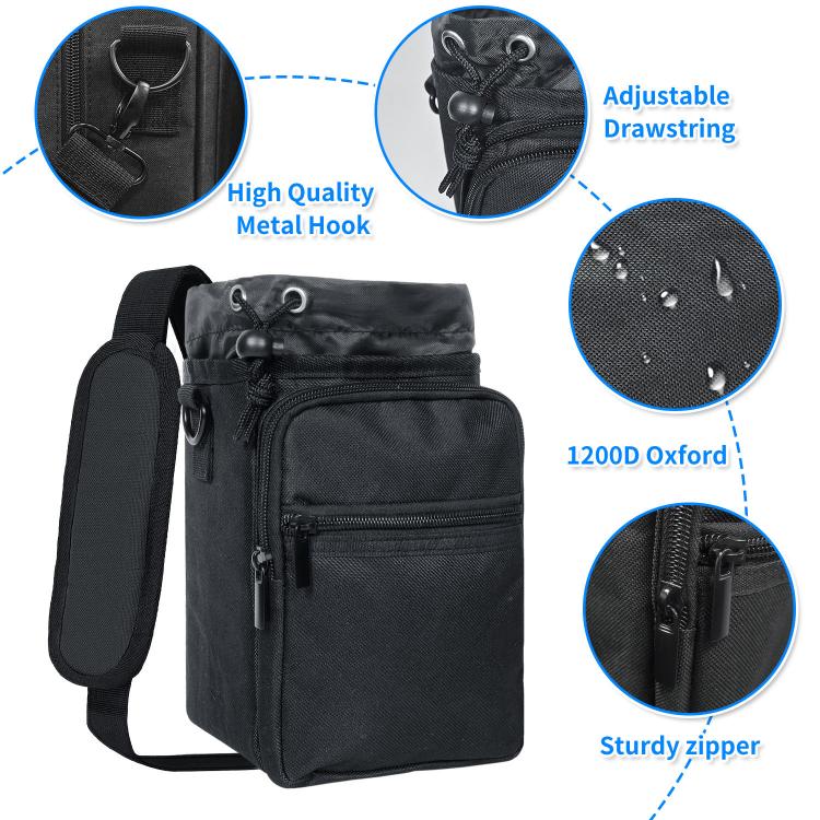 Outdoor Travel Portable Insulated Cooler Water Bottle Bag - Black