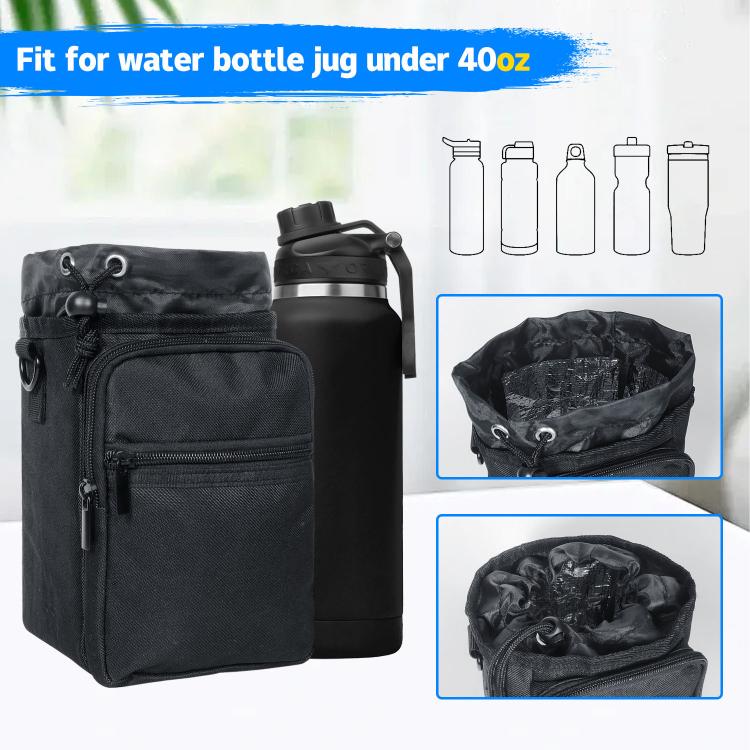 Outdoor Travel Portable Insulated Cooler Water Bottle Bag - Black