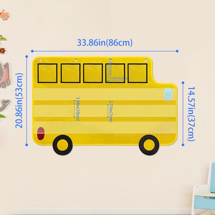 School Classroom Decorative Bus Phonics Hanging Bag - Yellow