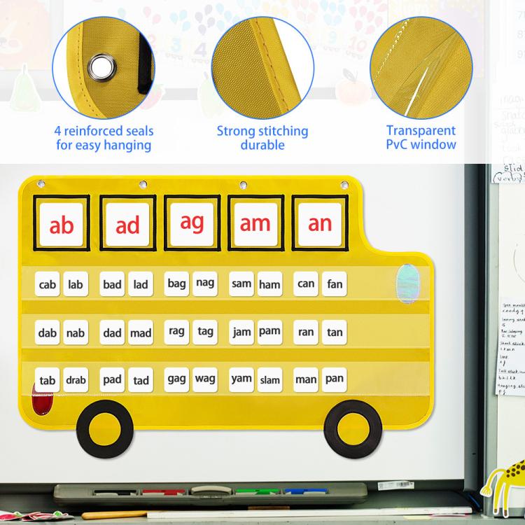 School Classroom Decorative Bus Phonics Hanging Bag - Yellow
