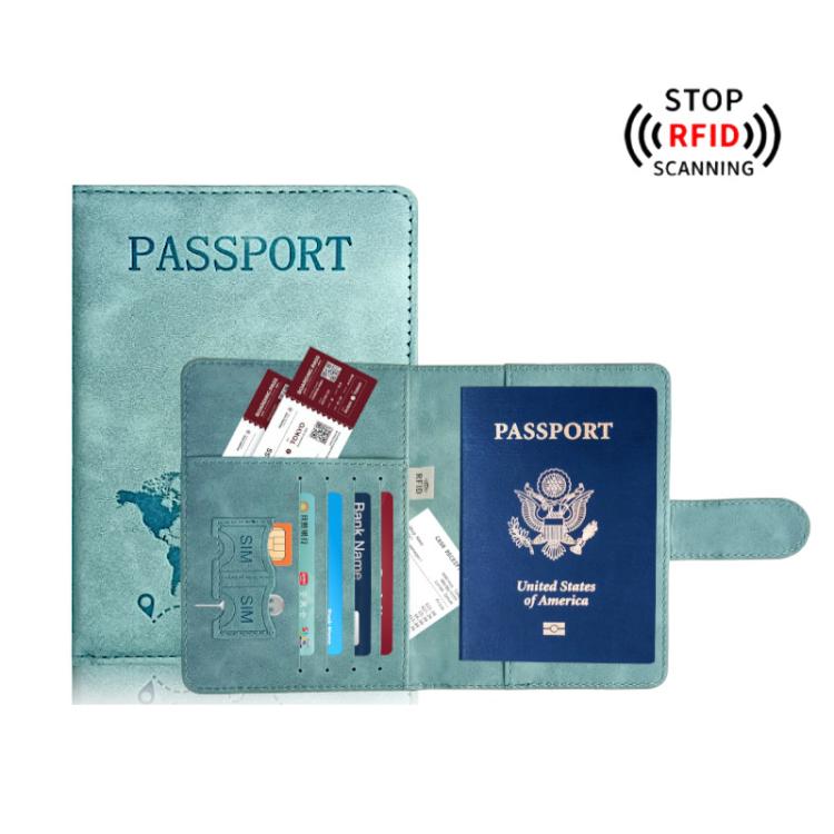 RFID Blocking Passport Holder PU Leather Travel Wallet with Magnetic Closure Multi-Card Slots & Cash Pocket