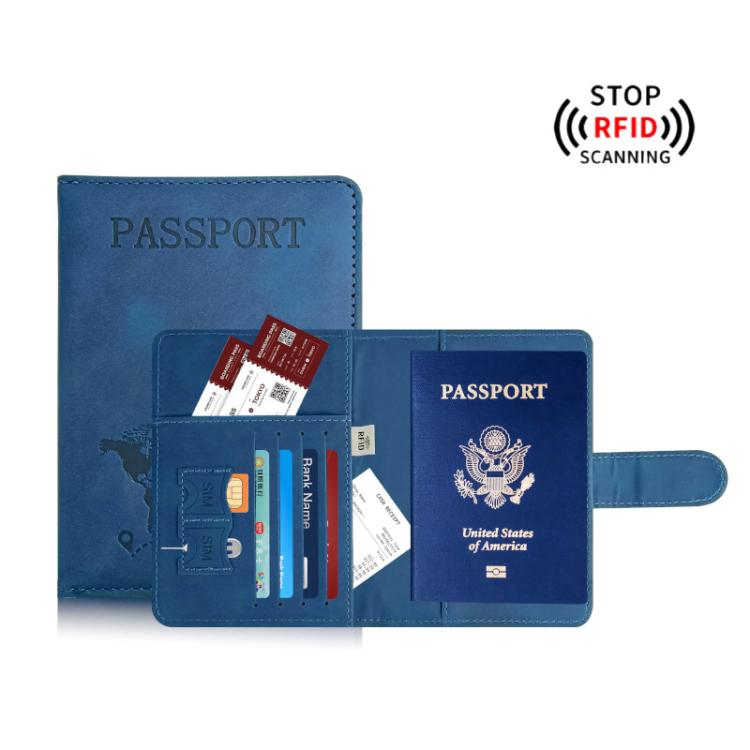 RFID Blocking Passport Holder PU Leather Travel Wallet with Magnetic Closure Multi-Card Slots & Cash Pocket