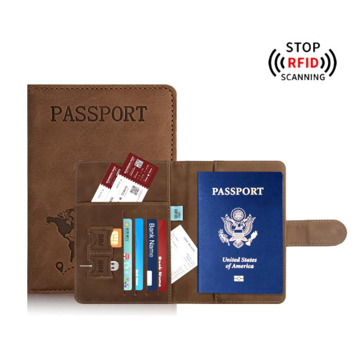 RFID Blocking Passport Holder PU Leather Travel Wallet with Magnetic Closure Multi-Card Slots & Cash Pocket