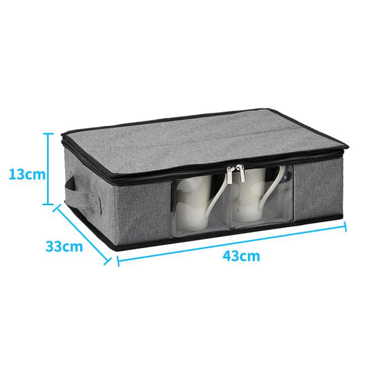 Coffee Mug Storage Box with Compartments and Lid - Gray