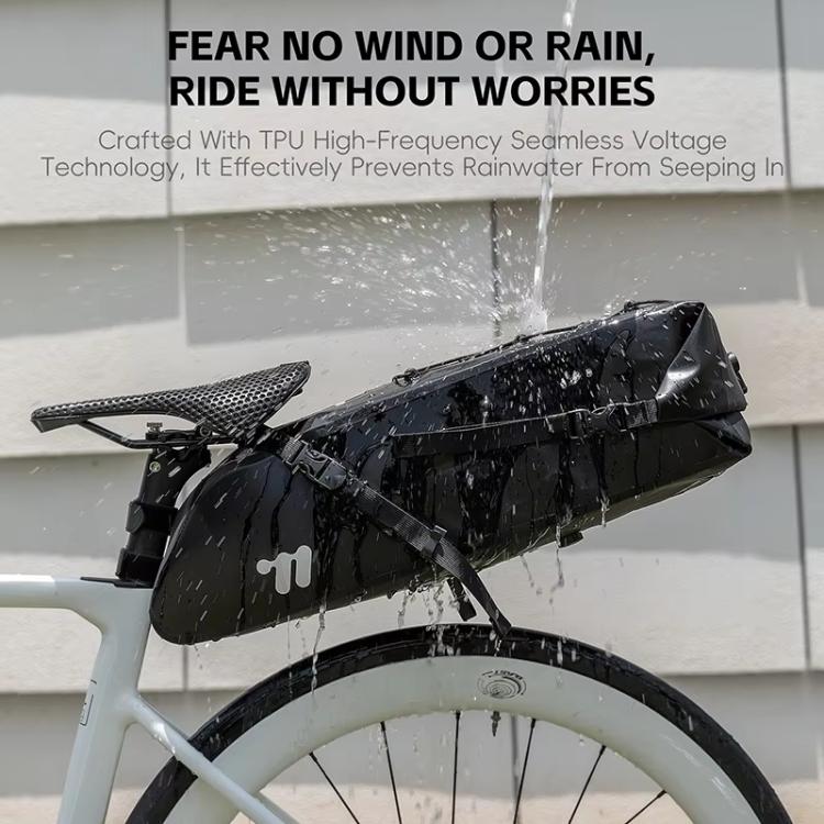 WEST BIKING YP0707403 Bicycle Waterproof Storage Tail Bag Mountain Road Bike Cycling Gear Bag - Black