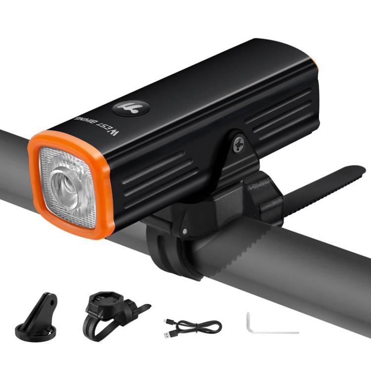 WEST BIKING YP0701473 Bicycle Night Riding High-Brightness Aluminum Alloy Headlight Mountain Road Bike Cycling Flashlight - Black Orange