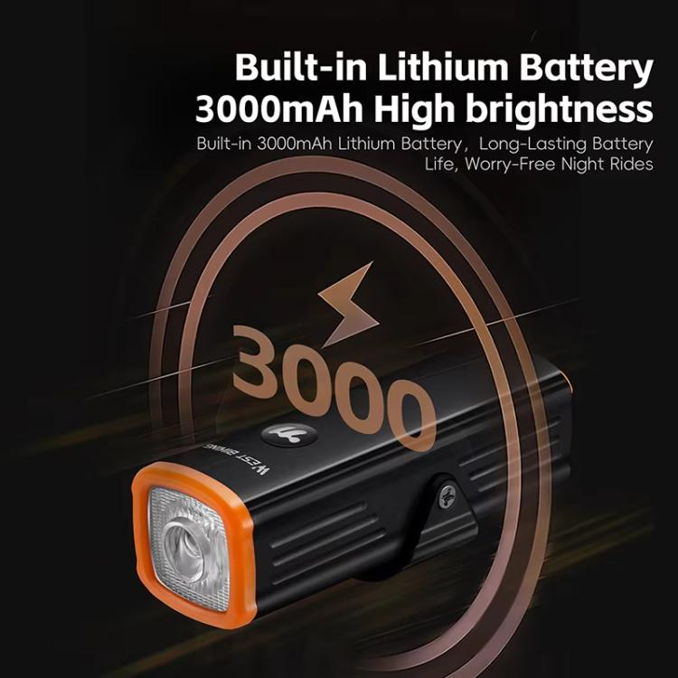 WEST BIKING YP0701473 Bicycle Night Riding High-Brightness Aluminum Alloy Headlight Mountain Road Bike Cycling Flashlight - Black Orange