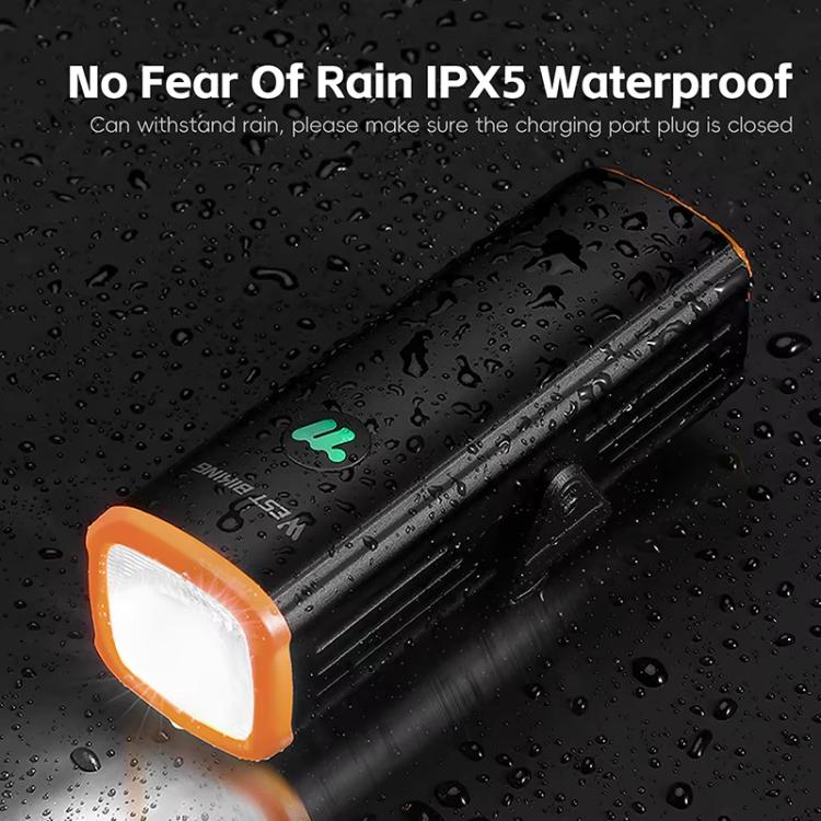 WEST BIKING YP0701473 Bicycle Night Riding High-Brightness Aluminum Alloy Headlight Mountain Road Bike Cycling Flashlight - Black Orange